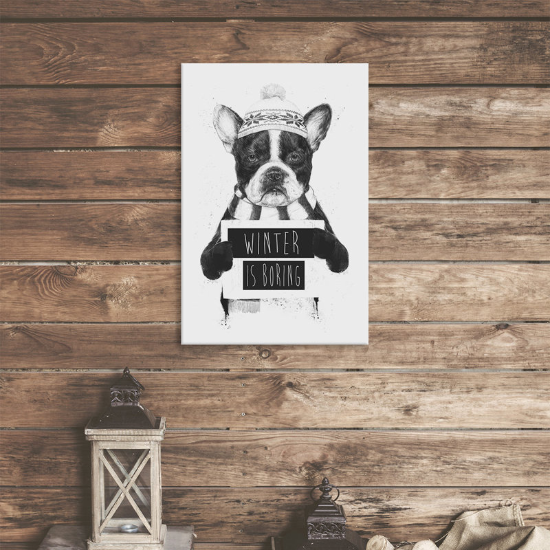 « winter is ennuyeuse », impression sur toile tendue, H 18 po x l 12 po x P 1,5 po, Toile tendue, Pas de tapis