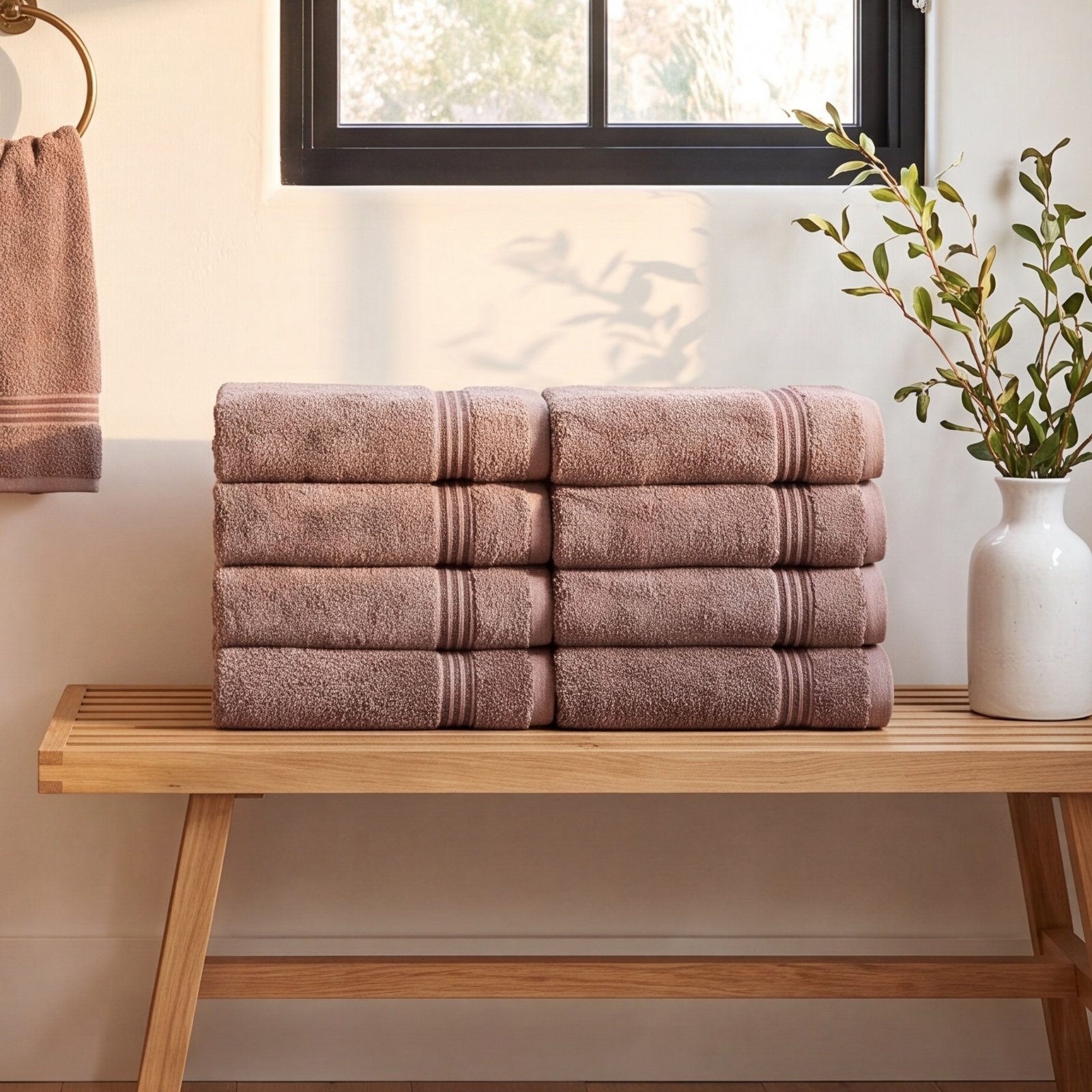 Oleg Egyptian Cotton Hand Towel Set, Mocha