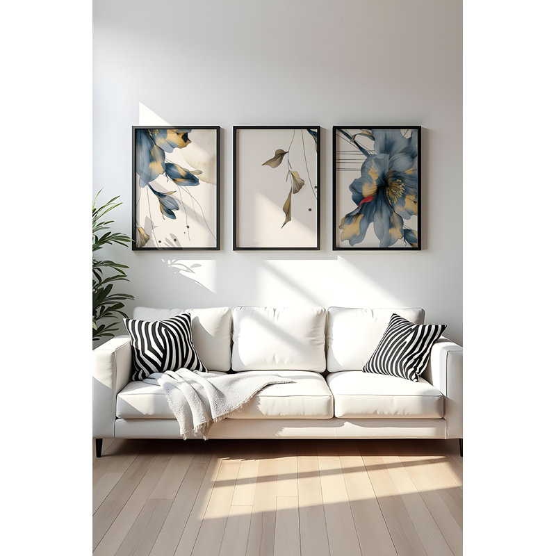 Élégantes peintures décoratives en panneau de fibres à densité moyenne (3 pièces), 8 x 12 pouces chacune | 100% panneau de fibres à densité moyenne avec une épaisseur de 0,1 pouce et 100% des cadres en bois massif avec une épaisseur de 1 pouce | Parfait pour le salon, la chambre à coucher et le bureau