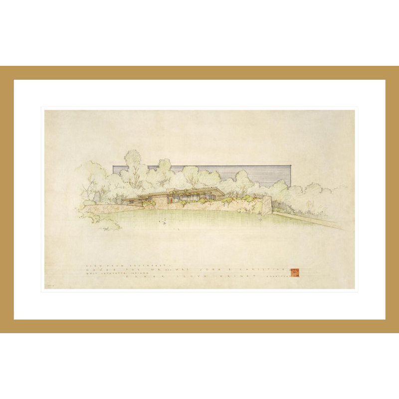 John E Christian, West Lafayette, Indiana. par Frank Lloyd Wright - Estampe numérique encadrée, H 22,64 po x l 29,5 po