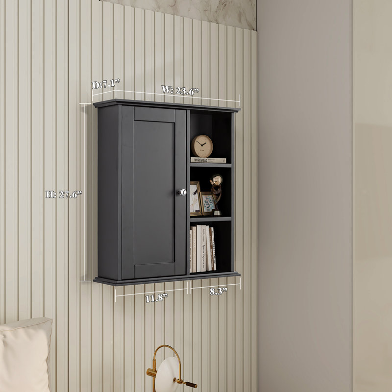 Armoire de salle de bain murale Dibru, Noir