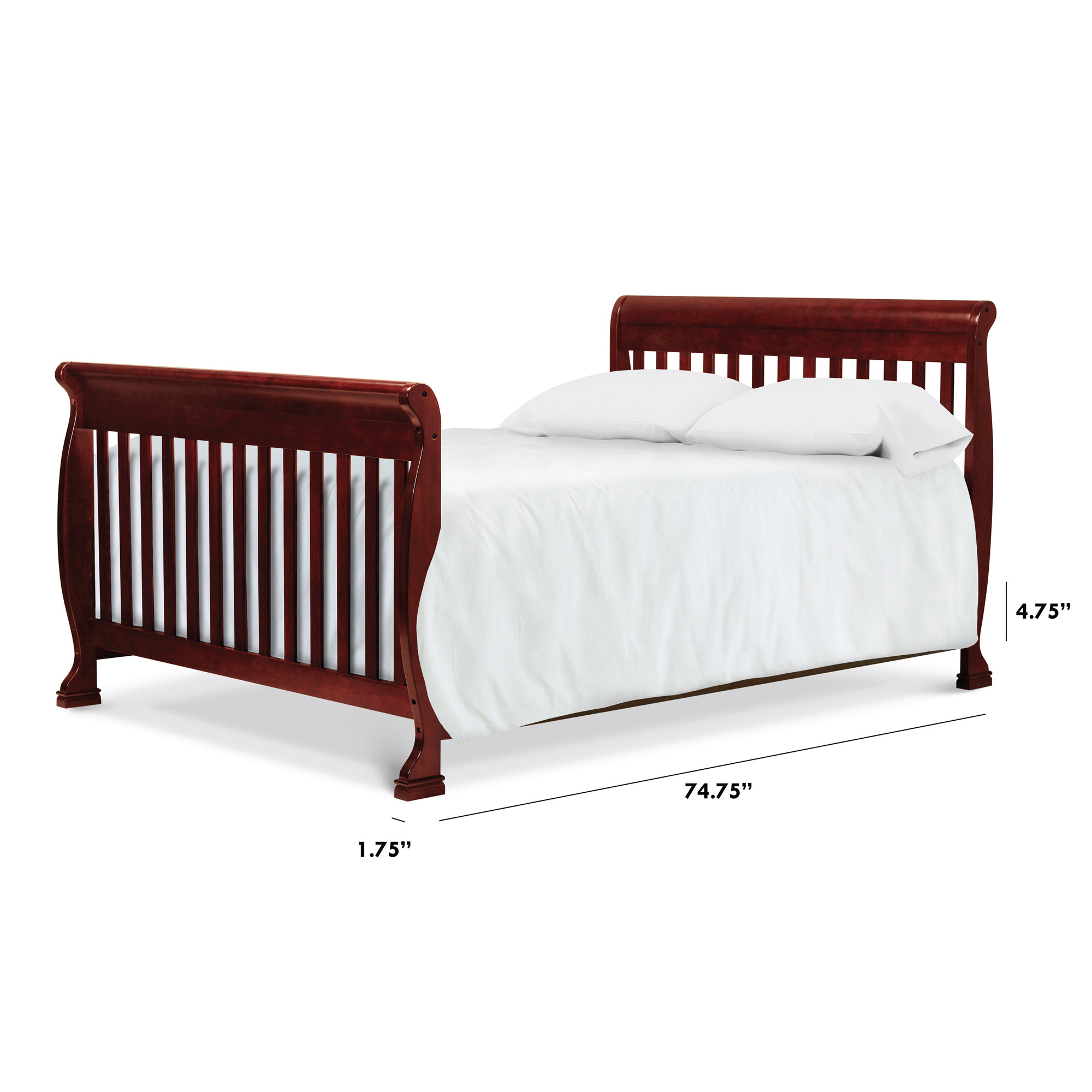 Twin/Full Size Conversion Kit Bed Rails, Cherry
