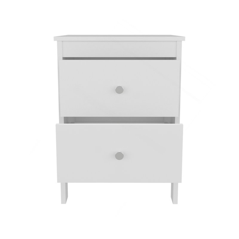 Table de chevet, 2 tiroirs, blanc