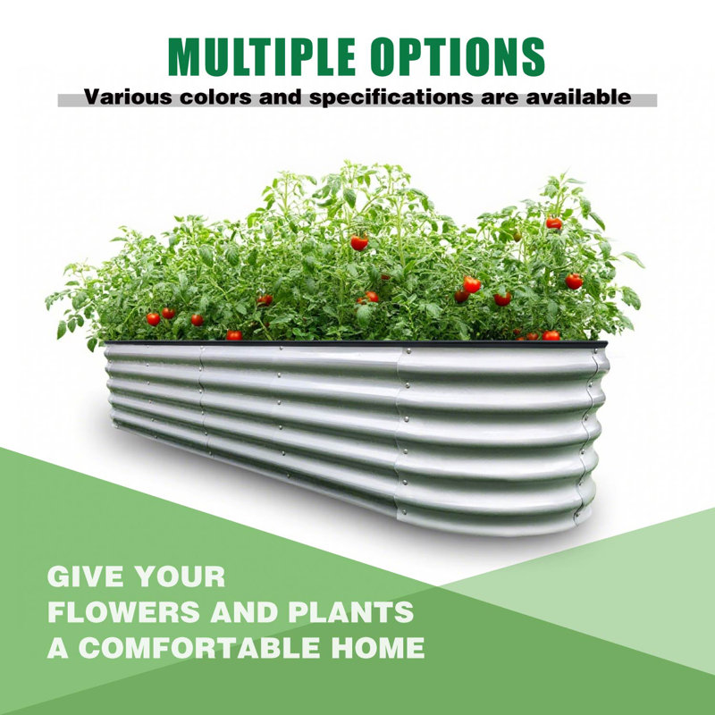  8x2x1.4ft Galvanized Raised Garden Bed, Planter Boxes Outdoor Large Metal Garden Beds For Planting Vegetables Flowers Herbs Silver