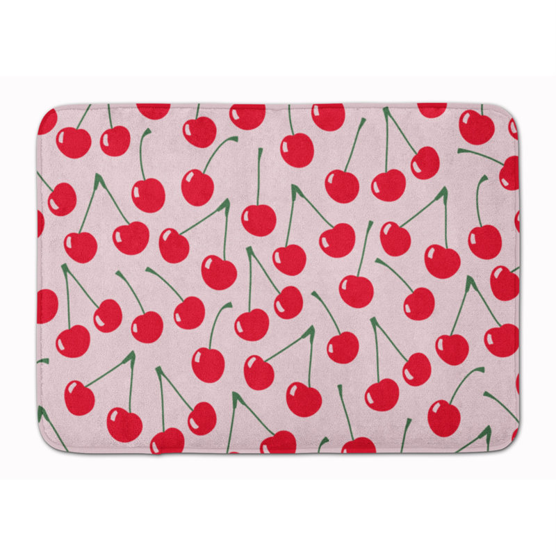 Tapis antidérapant pour salle de bain Cherries, Rose