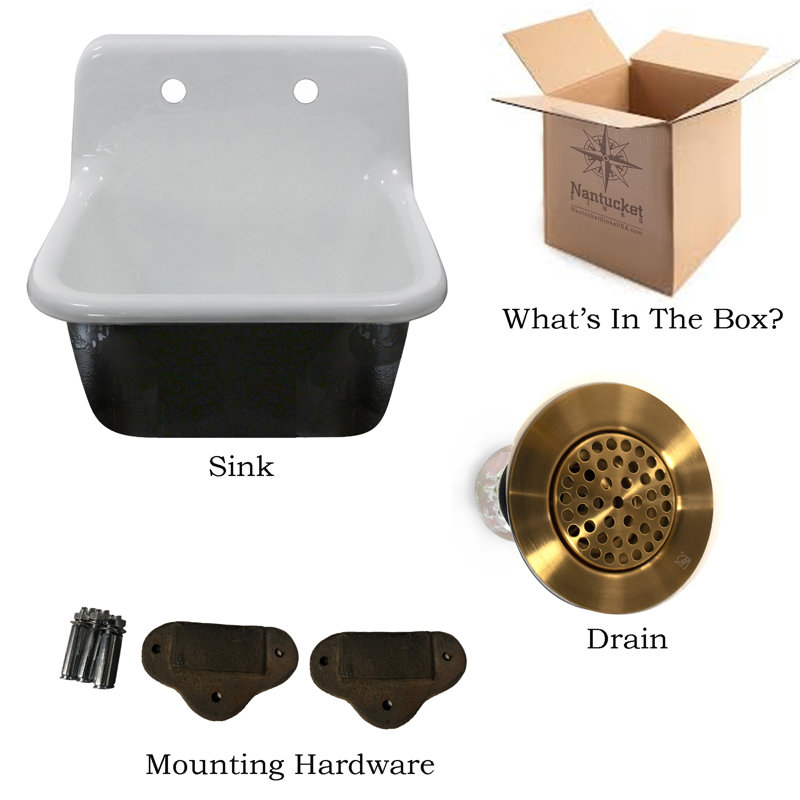 22" L X 18" W Wall Mount Service Sink with drain, Satin Brass
