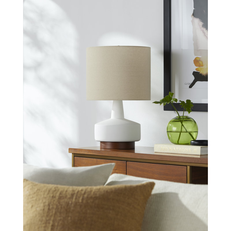 Minta Nerra Table Lamp, White, Beige