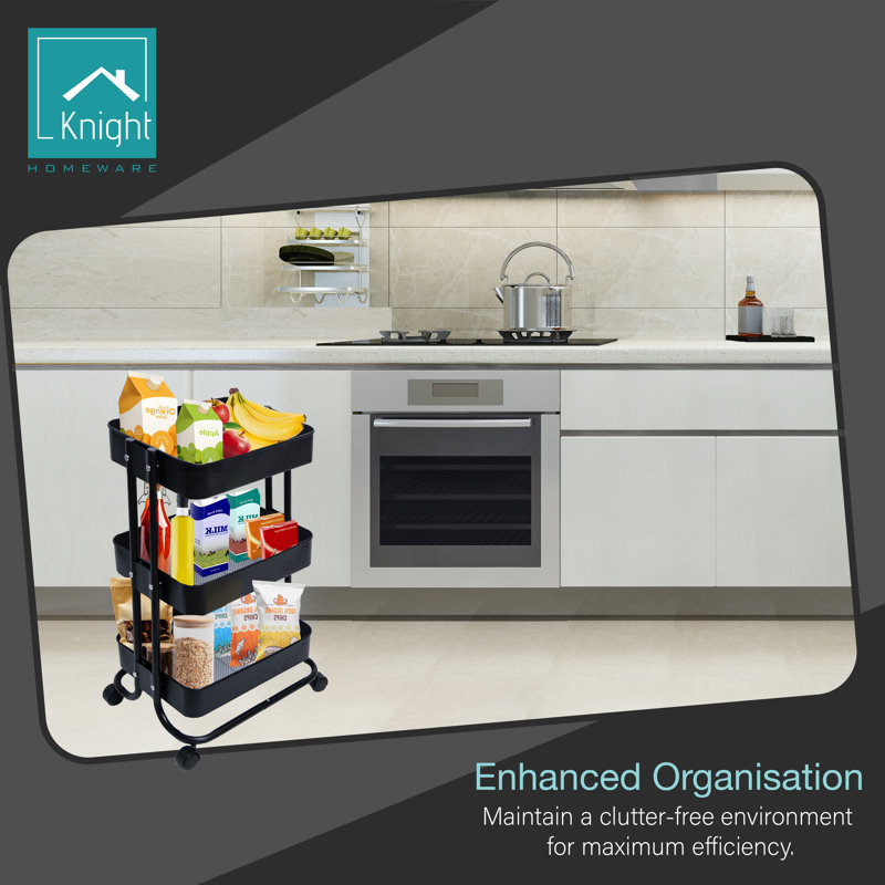 39cm W Metal Shelving Unit with Wheels, Black