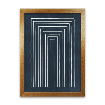 Lino Style Blue Geometric Lines - Print