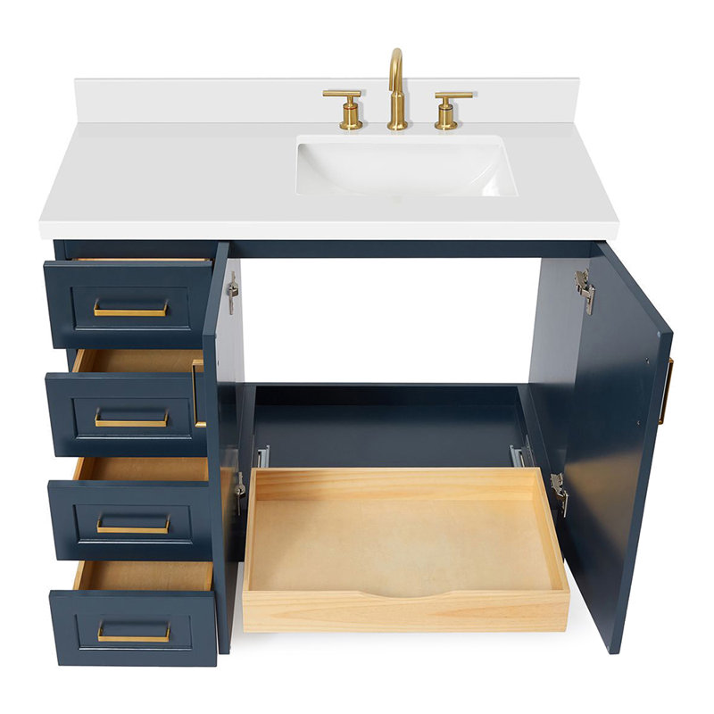 43 IN.  Single Bathroom Vanity, Midnight Blue, Rectangular, Right 