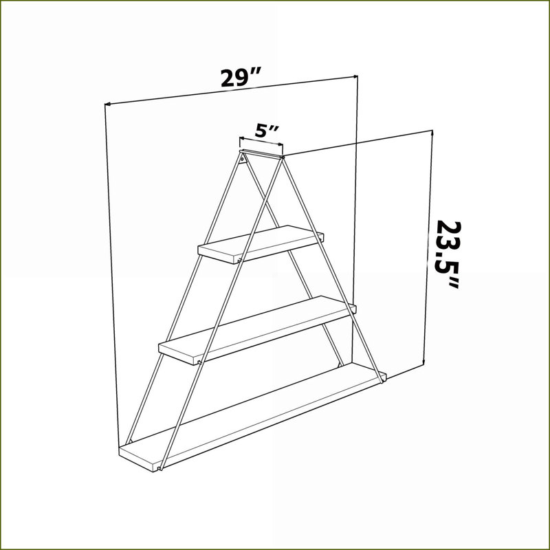 Tablette murale | Étagère triangulaire rustique en métal flottant | Blanc, argent chromé | Blanc | Métal, Blanc