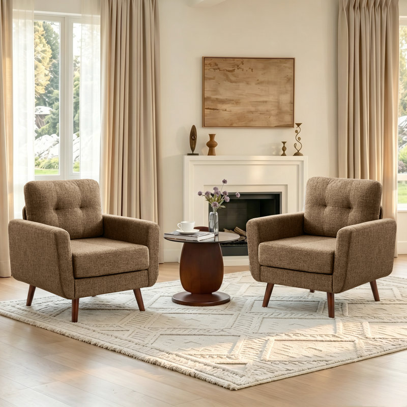 Ensemble de 2 fauteuils 30 "de large capitonnés, Brun