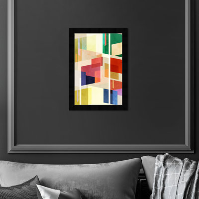 Reproduction d'art moderne encadré coloré Mid-Century