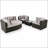 7-Piece Outdoor Wicker Sofa Set, Rattan Sofa Lounger, with Striped Green Pillows, Conversation Sofa-606904855