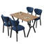 Ensemble de table et chaises de salle à manger extensible Modern (5 pièces), bleu marine et noyer | Panneau de particules 100% mélaminé, table: 43,3 po x 29,1 po x 27,2 po, chaises: 18,5 po x 33,5 po x 17,7 po | Structure en métal durable et tissu en lin doux, parfait pour les salles à manger élégantes-122495017