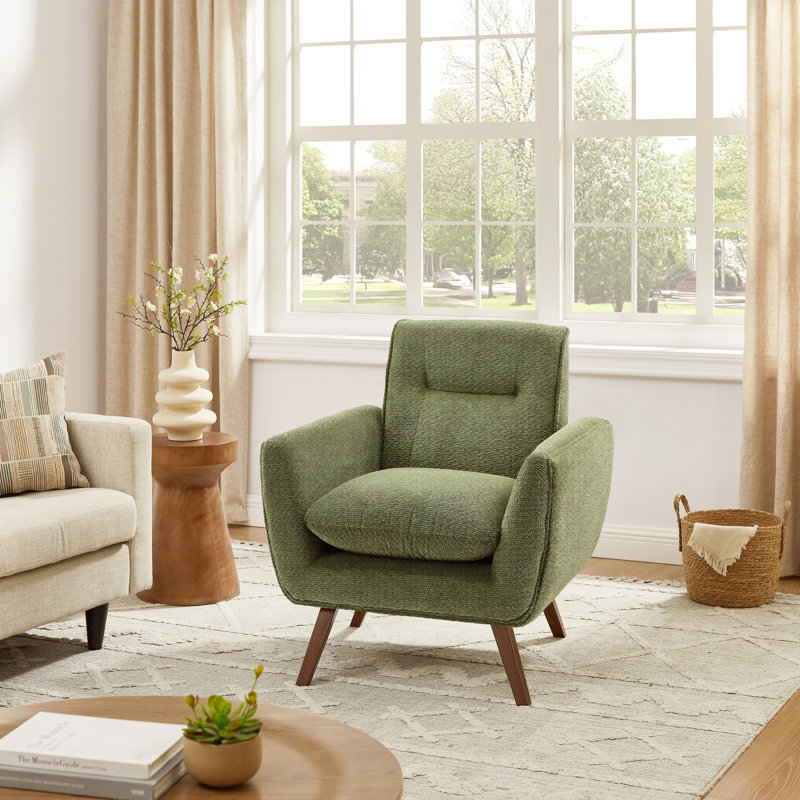 Robertia 32.68" W Upholstered Tufted Armchair, Light Green Fabric