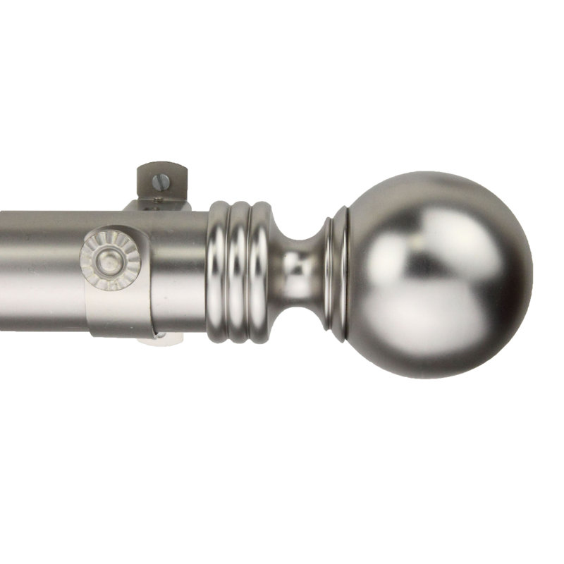 Tringle à rideaux simple non télescopique 1,5 "Sphere, Nickel satiné, L 192 po