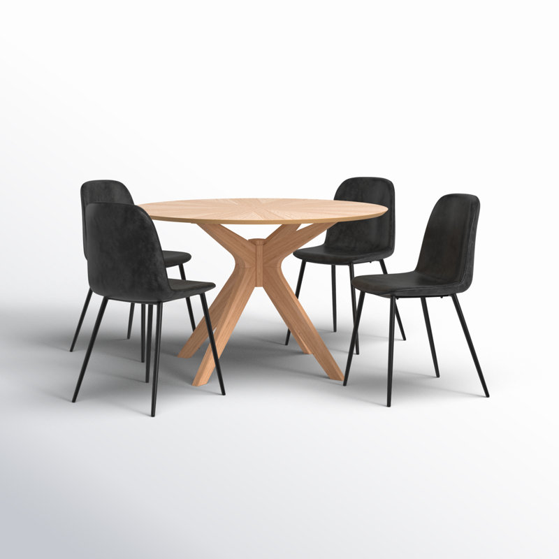 Zaiden 4 - Person Four Leg Dining Set, Natural, Charcoal