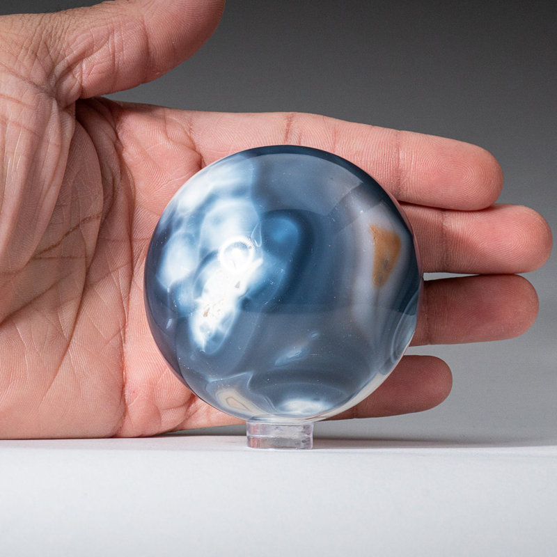 Genuine Polished Blue Chalcedony (2") Sphere, Blue, 2" H x 2" W x 2" D