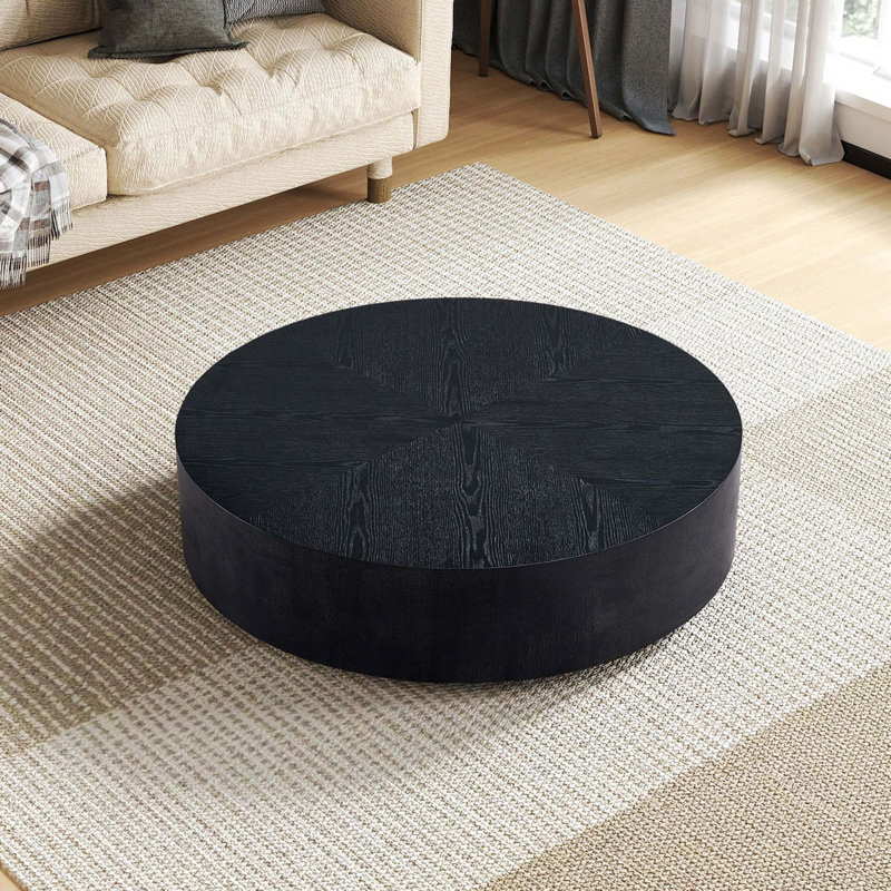 Table basse cylindrique moderne 35,43 ", Noir, noir, noir, noir