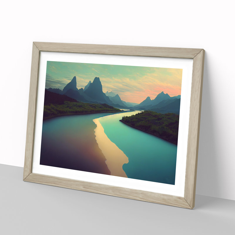 Mountain River Vol.3 - Framed Print, 46cm H x 64cm W x 2cm D, Oak Framed