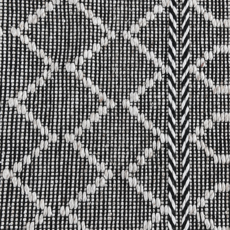 Handmade Black and Ivory Diamond Wool Synthetic 8' x 10' Rug