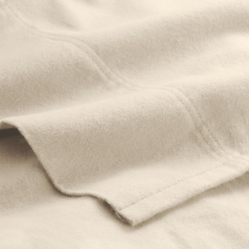 100% Cotton Flannel Sheet Set, Sand, King Sheet Set with 2 Pillowcases