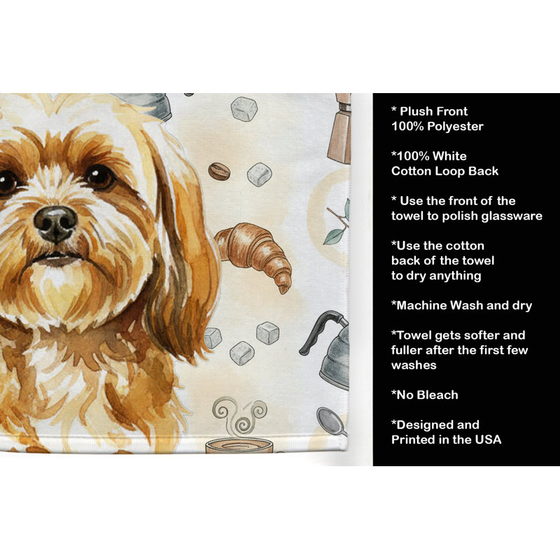 Gold Lhasa Apso Coffee Bar Kitchen Towel, Gold Lhasa Apso