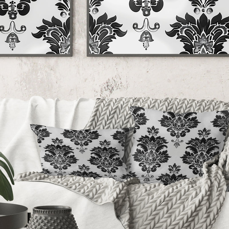 Coussin décoratif damassé Elegance II - Glam, H 16 po x l 16 po
