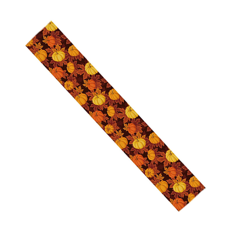 Chemin de table 13 x 70 po couleur d'automne, serviette de table en coton et lin orange citrouille orange rustique, chemin de table Halloween Thanksgiving Harvest, D