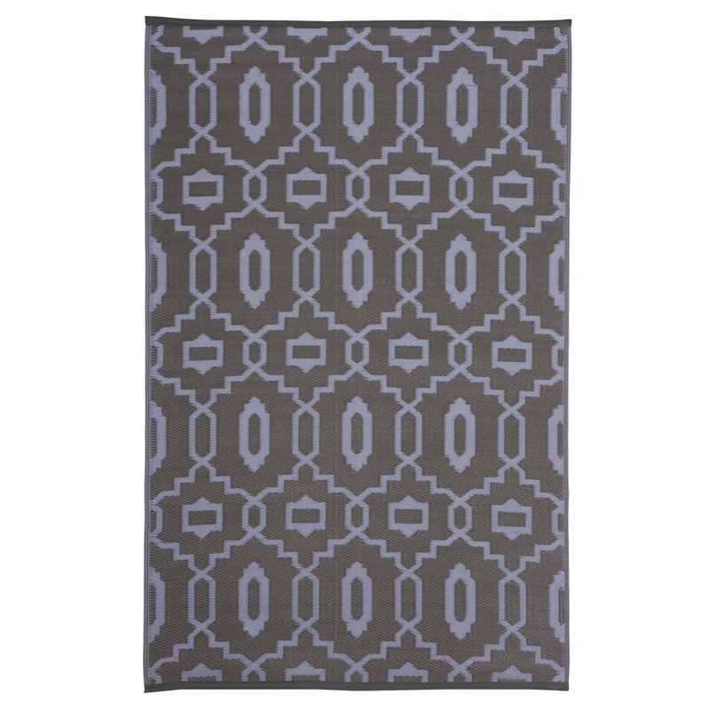 Tapis d'intérieur / extérieur gris à motif géométrique Frandsen, Rectangle de 5 pi x 8 pi