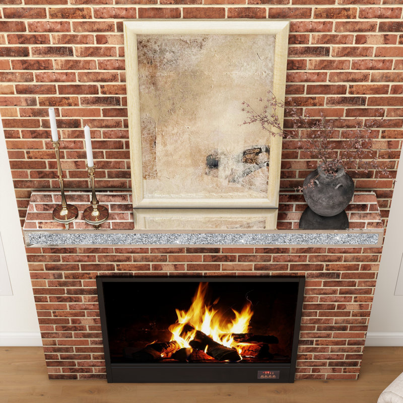60" Mirrored Glass Fireplace Mantel Floating Shelf, 3.94" H x 60" W x 8.7" D