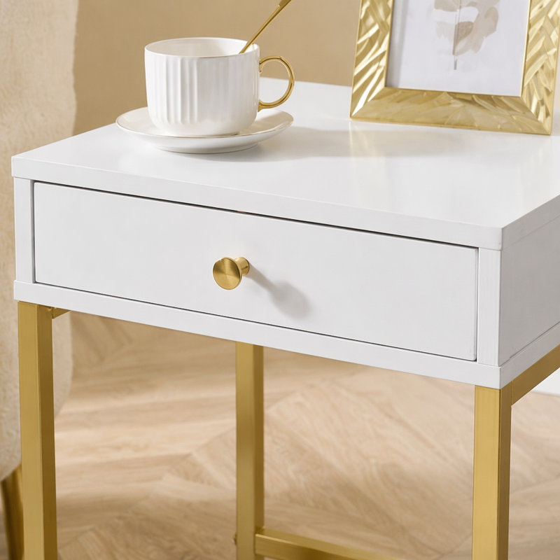 Table d'appoint Coleen, White / Gold