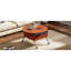 Table basse ronde à plateau relevable avec roues, structure en métal et éclairage multicolore de 27,6 po
