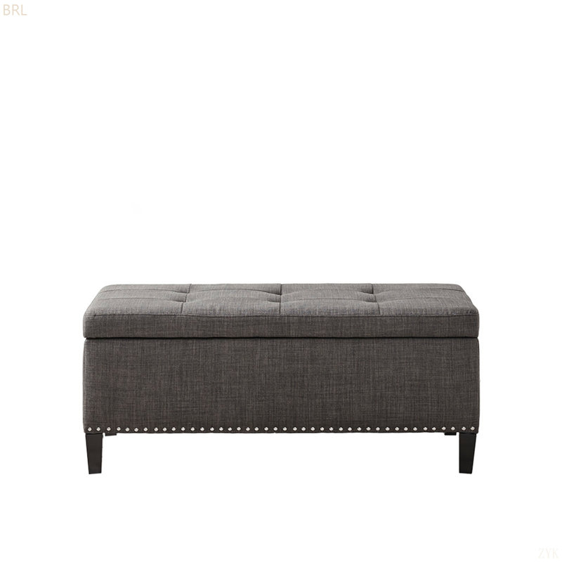 Tufted Top Soft Close Storage Bench, Charcoal