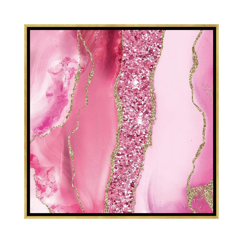 Agate scintillante Dazzle Texture V, Toile avec cadre flottant or, Pas de tapis, H 26 po x l 26 po x P 1,5 po