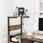 Bureau d'ordinateur brun avec tablettes d'entrée électrique et de rangement, placement de tablette réversible, construction, lumières à DEL, ports, crochet d'introduction pour casque d'écoute pour travailler, brun, fabrication de prise de courant,