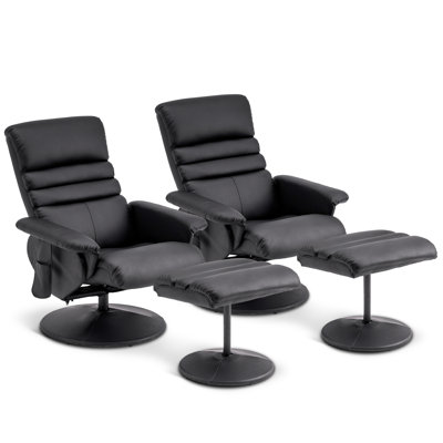 Livnat 2 Set Recliner with Ottoman, Reclining Chair with Massage, 360 Swivel  Chairs,  Faux Leather