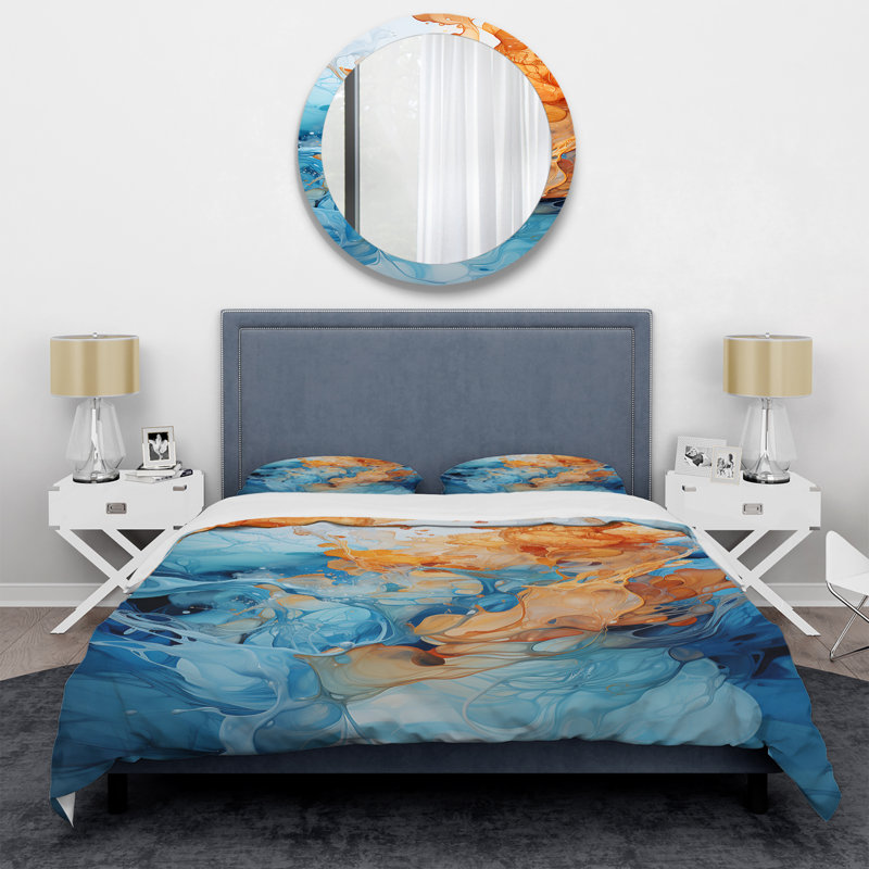 Ensemble de housse de couette Aqua Dream Rush Flow 1 - Abstract Collages, Housse de couette pour très grand lit et 2 très 