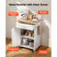Kitchen Island Cart with Storage, 24.84 in Wide Mobile Rolling Storage Island on Swivel Wheels, Storage Cabinet, Towel Rack, Hooks, Table for Home Dining Room, White, Featuring Drawer