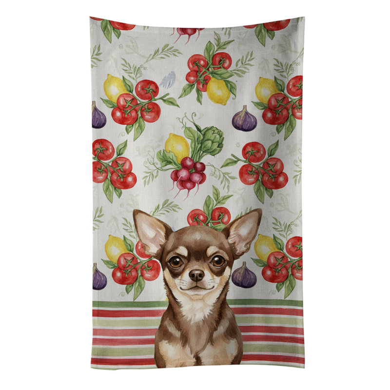 Chocolate Chihuahua Vegetables Kitchen Towel, Chocolate Chihuahua