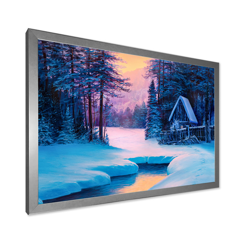 «Winter Landscape & The River House In The Woods II», reproduction sur toile, H 24 po x l 32 po x P 1,5 po