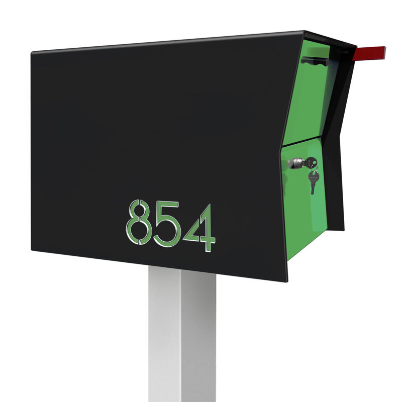 Boîte rétractable Retrobox en blanc et noir, Noir / Vert lime, Oui