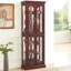Vitrine 6 tablettes avec dossier en miroir et quincaillerie magnétique - Tablettes réglables en bois de cerisier-1990014774-1990014777