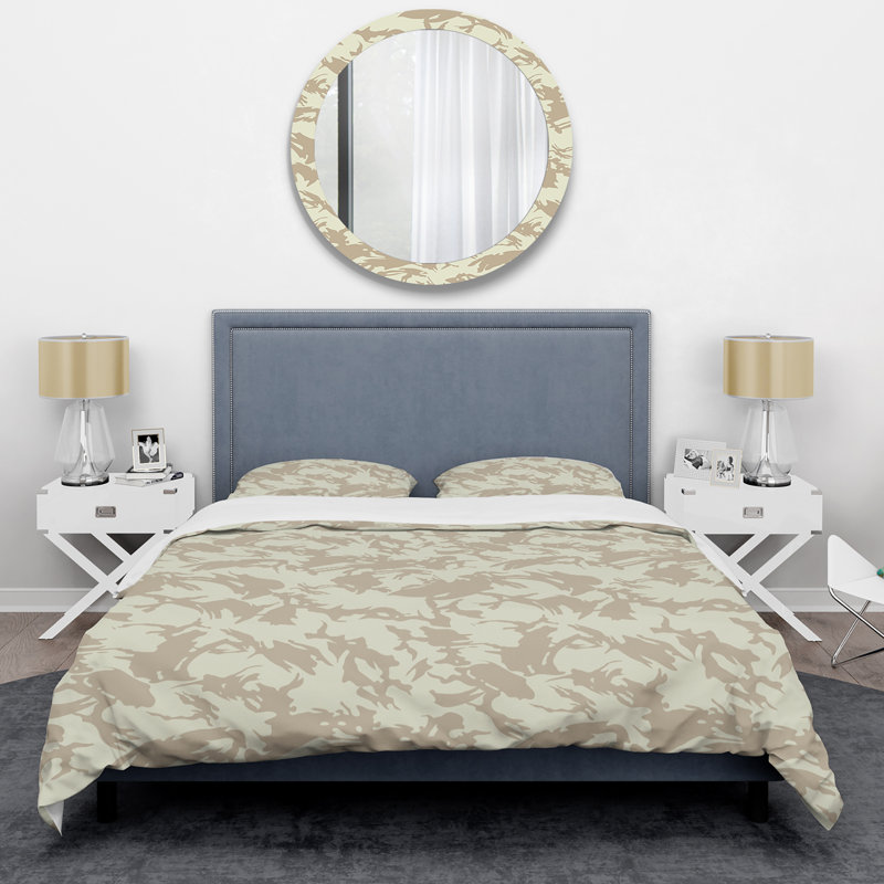 Camouflage militaire brun tendance - ensemble de housse de couette abstrait - microfibre de polyester