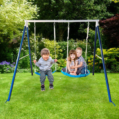 Ensemble de balançoires, balançoire d'extérieur, ensemble de balançoires en métal durable pour enfants pour la cour de jeu - Deux balançoires fonctionnelles pour le plaisir en plein air