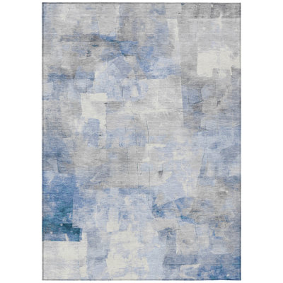 Elanor Blue Washable Indoor-Outdoor Rug - LOOMLAN