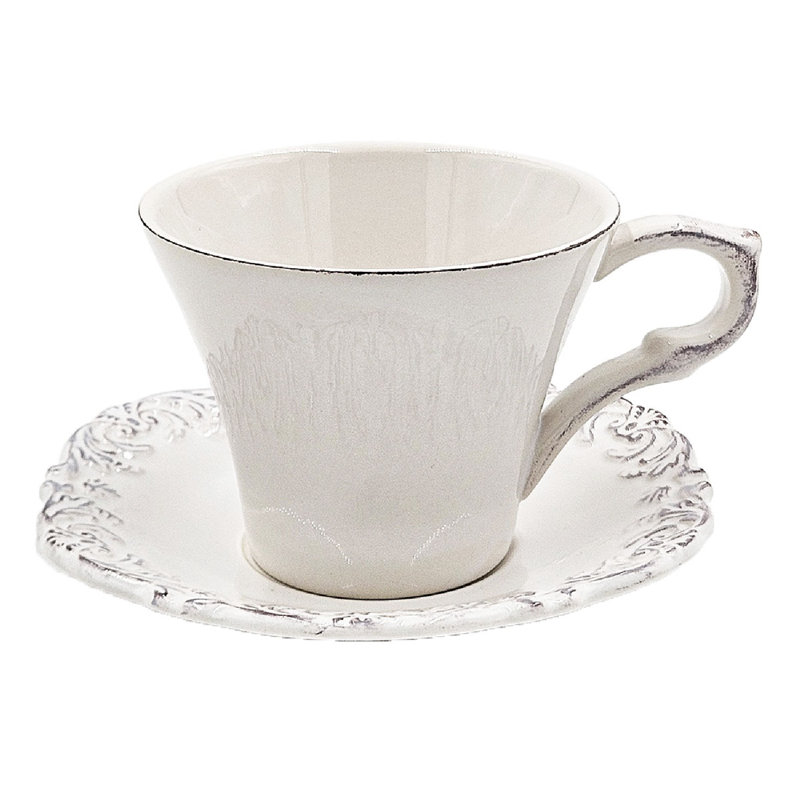 Tasses et soucoupes - Service pour 4 - Blanc