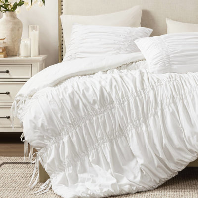 Très grand édredon 3 pièces, style champêtre, attaches, microfibre prélavée, doux au toucher, rembourrage léger, toutes saisons, lavable à la machine, décor champêtre pour la chambre à coucher, détails romantiques et