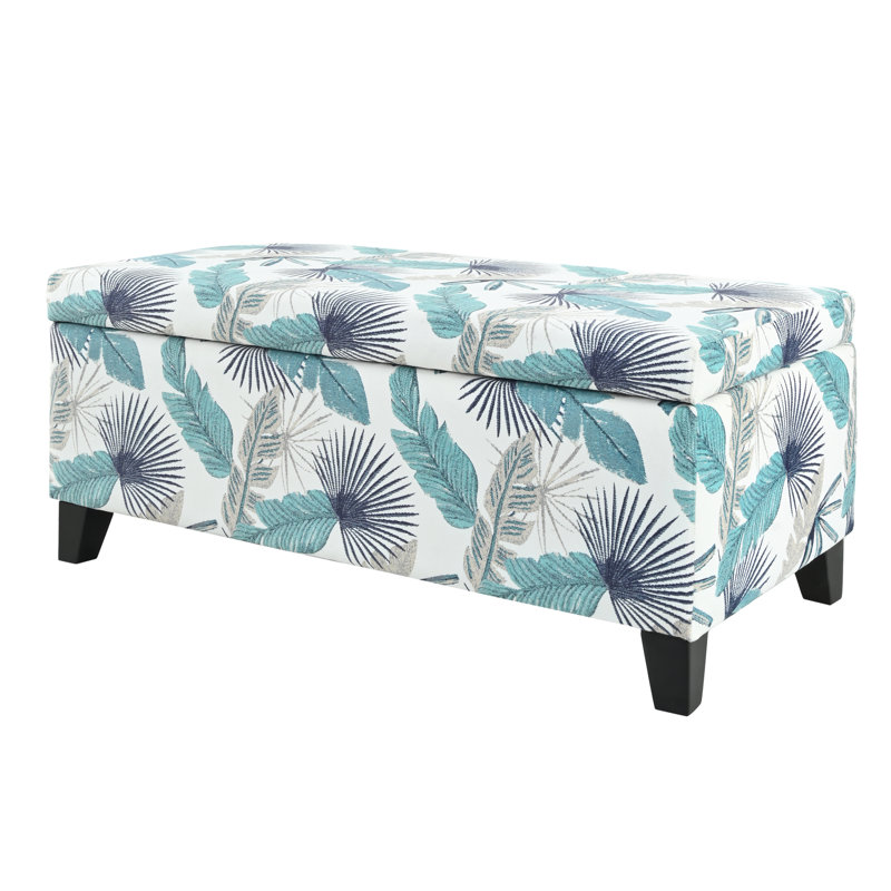 Rangement rembourré à motif floral, fabrication en tissu de bois, dessus rabattable, banc de décoration de chambre à coucher, revêtement 100%, sièges de salon